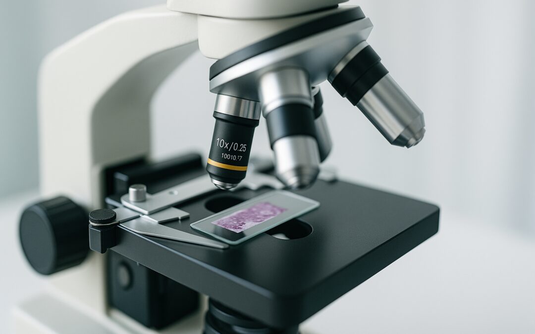 Microscope With Slide Containing Tissue Sample For Autopsy Examination.