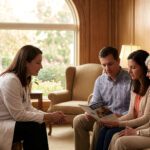 Medical Professional Consulting With Family About Brain Only Autopsy Options And Neurological Disease Diagnosis.