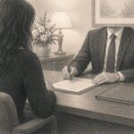 Funeral Home Director Consulting With Family Member About Private Autopsy Options.
