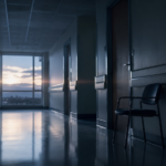 Empty Chair In A Dim Hospital Corridor At Dusk Representing Family Rights After Unexpected Hospital Death.