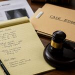 Legal Notepad With Case Notes Gavel And Case Evidence Folder For Mesothelioma Wrongful Death Claim.