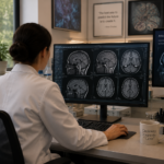Pathologist Reviewing Brain Scans For Alzheimer's Diagnosis Confirmation