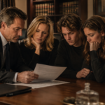 Grieving Family Reviewing Mesothelioma Wrongful Death Claim Documents With An Attorney In A Law Office.