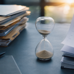 Hourglass Between Case Files And Calendar Showing Medical Examiner Delays And Waiting On Autopsy Results.