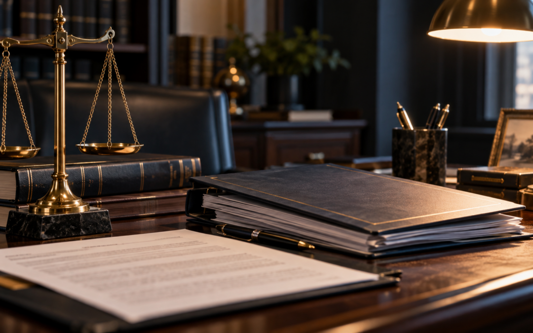 Private Autopsy Report And Legal Documents On Attorney Desk With Scale Of Justice