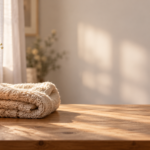 Lit White Candle And Folded Cream Knit Blanket Beside White Flowers, Representing Gentle Support For Parents Considering A Fetal Autopsy After Stillbirth